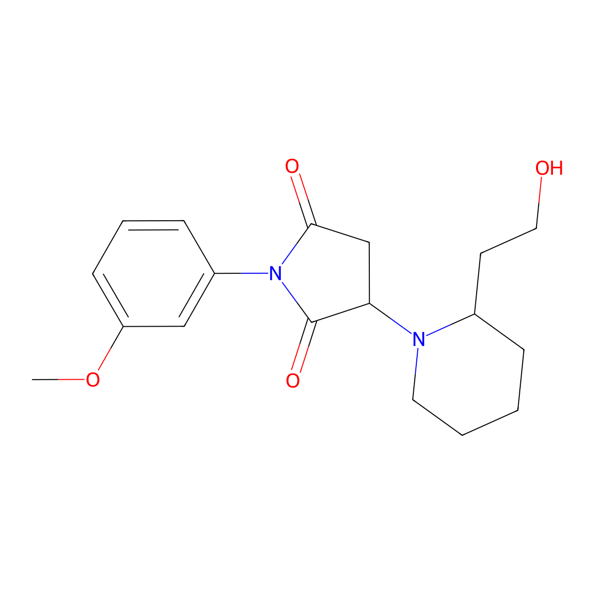 3-[2-(2-Hydroxyethyl)piperidin-1-yl]-1-(3-methoxyphenyl)pyrrolidine-2,5-dione molecular structure, CAS 774563-45-0