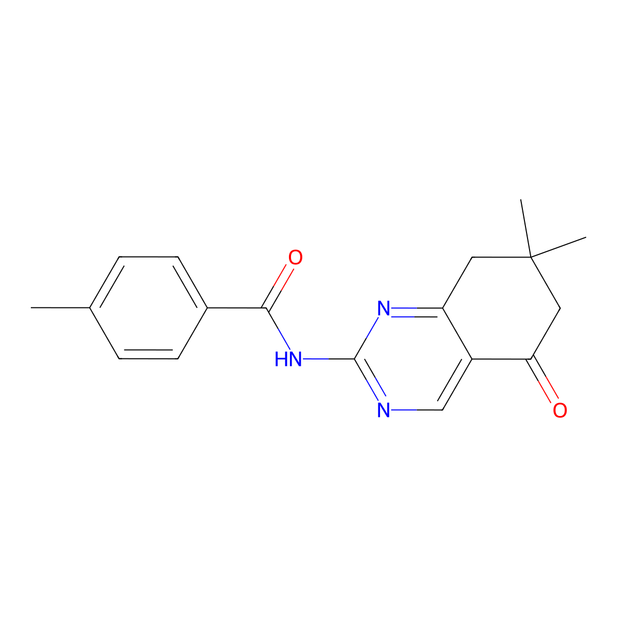 N-(7,7-dimethyl-5-oxo-5,6,7,8-tetrahydroquinazolin-2-yl)-4-methylbenzamide molecular structure, CAS 774563-50-7