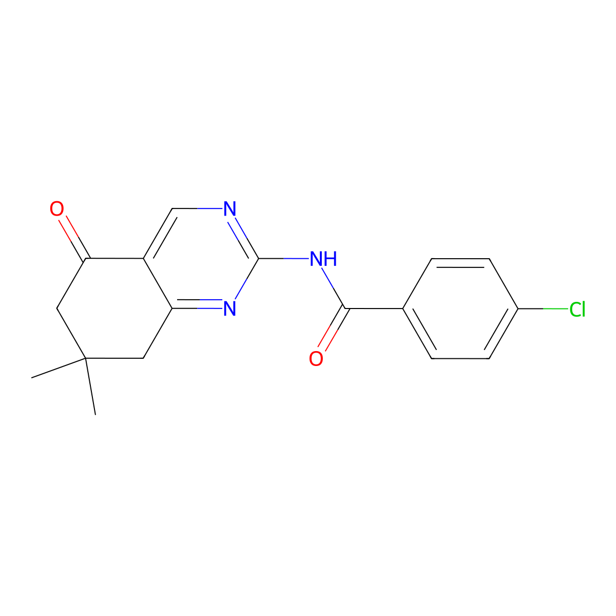 4-chloro-N-(7,7-dimethyl-5-oxo-5,6,7,8-tetrahydroquinazolin-2-yl)benzamide molecular structure, CAS 774563-51-8