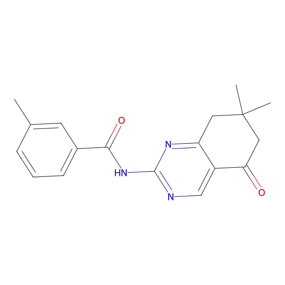 N-(7,7-dimethyl-5-oxo-5,6,7,8-tetrahydroquinazolin-2-yl)-3-methylbenzamide molecular structure, CAS 774563-55-2