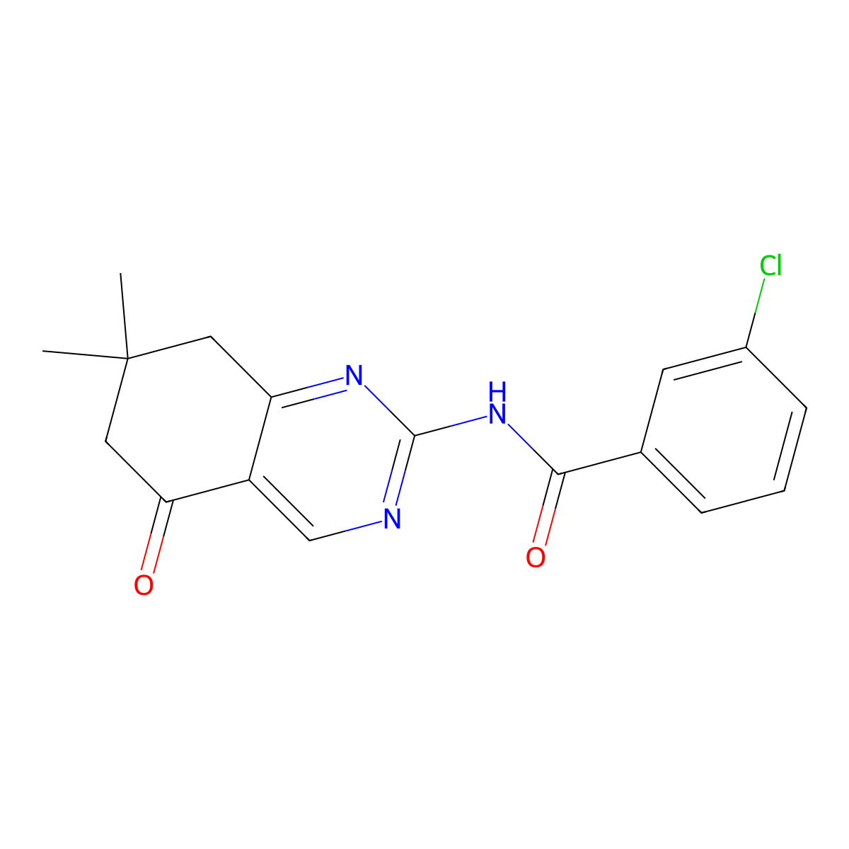 3-chloro-N-(7,7-dimethyl-5-oxo-5,6,7,8-tetrahydroquinazolin-2-yl)benzamide molecular structure, CAS 774563-56-3