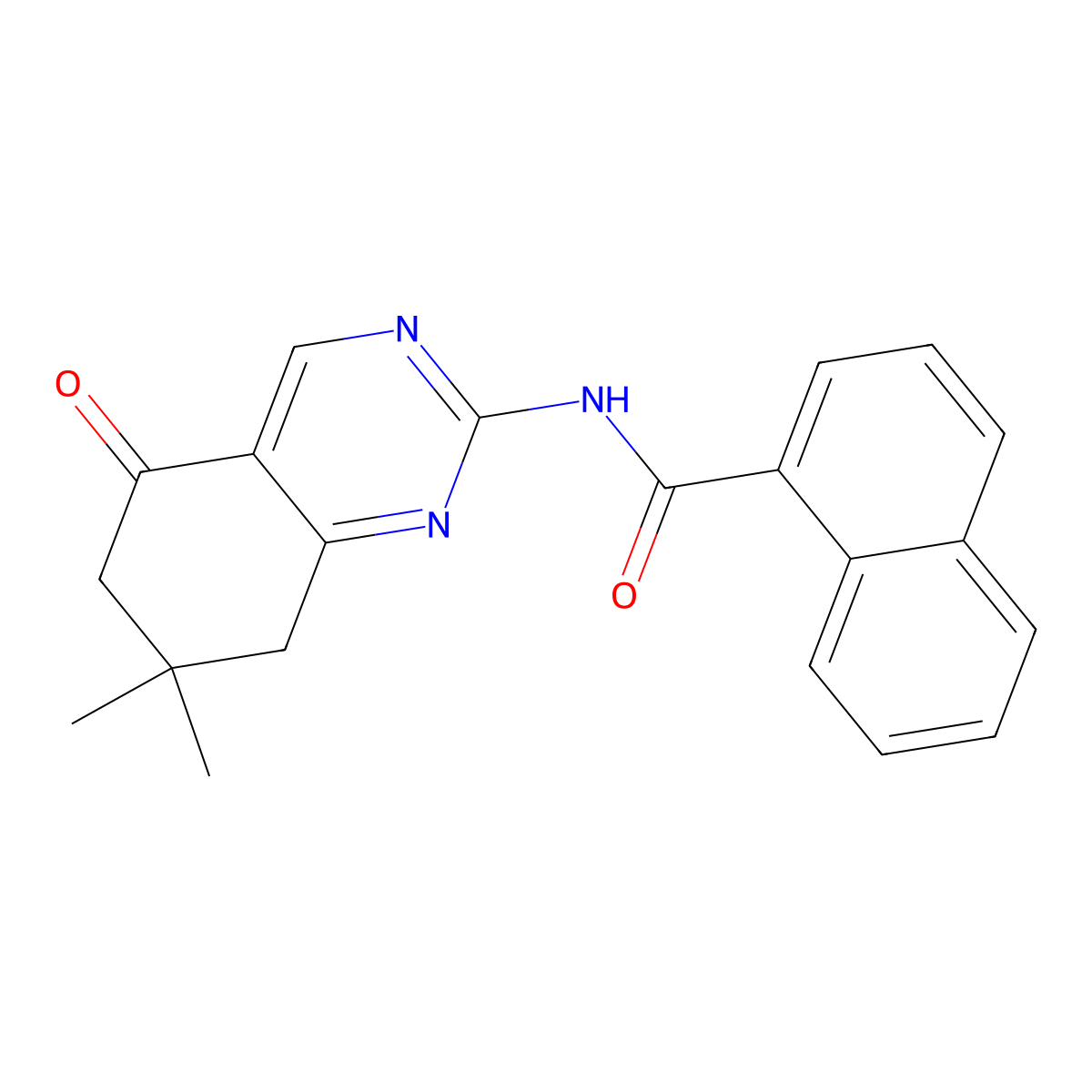 N-(7,7-dimethyl-5-oxo-5,6,7,8-tetrahydroquinazolin-2-yl)naphthalene-1-carboxamide molecular structure, CAS 774563-61-0