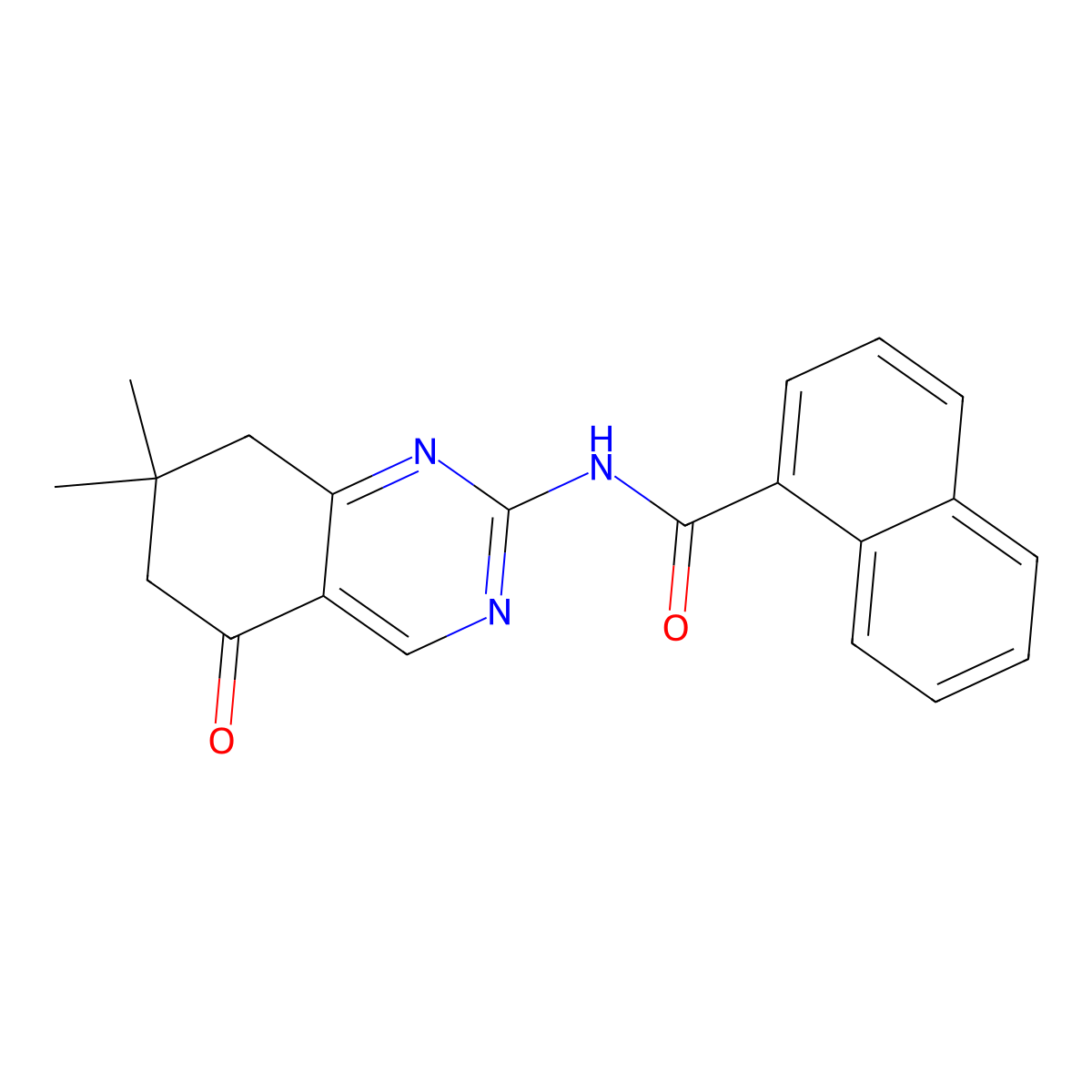 N-(7,7-dimethyl-5-oxo-5,6,7,8-tetrahydroquinazolin-2-yl)naphthalene-1-carboxamide molecular structure, CAS 774563-61-0