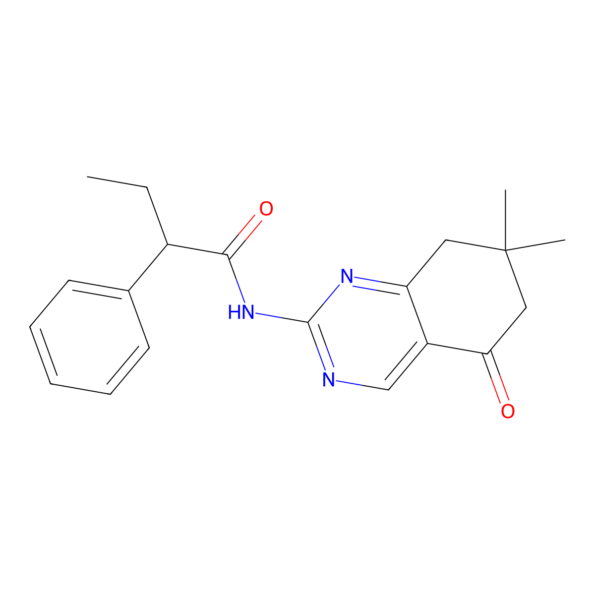N-(7,7-dimethyl-5-oxo-5,6,7,8-tetrahydroquinazolin-2-yl)-2-phenylbutanamide molecular structure, CAS 774563-63-2