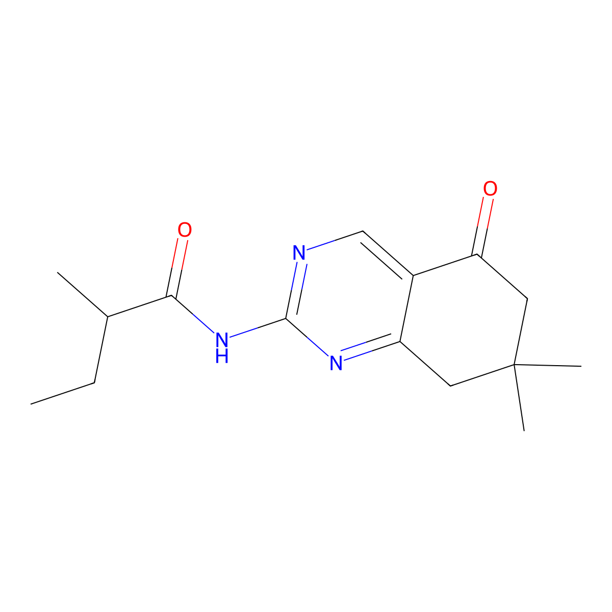 N-(7,7-dimethyl-5-oxo-5,6,7,8-tetrahydroquinazolin-2-yl)-2-methylbutanamide molecular structure, CAS 774563-66-5