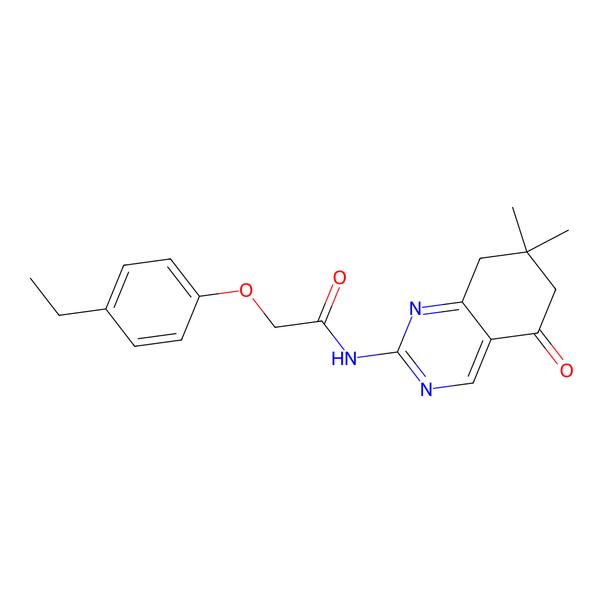 N-(7,7-dimethyl-5-oxo-5,6,7,8-tetrahydroquinazolin-2-yl)-2-(4-ethylphenoxy)acetamide molecular structure, CAS 774563-70-1