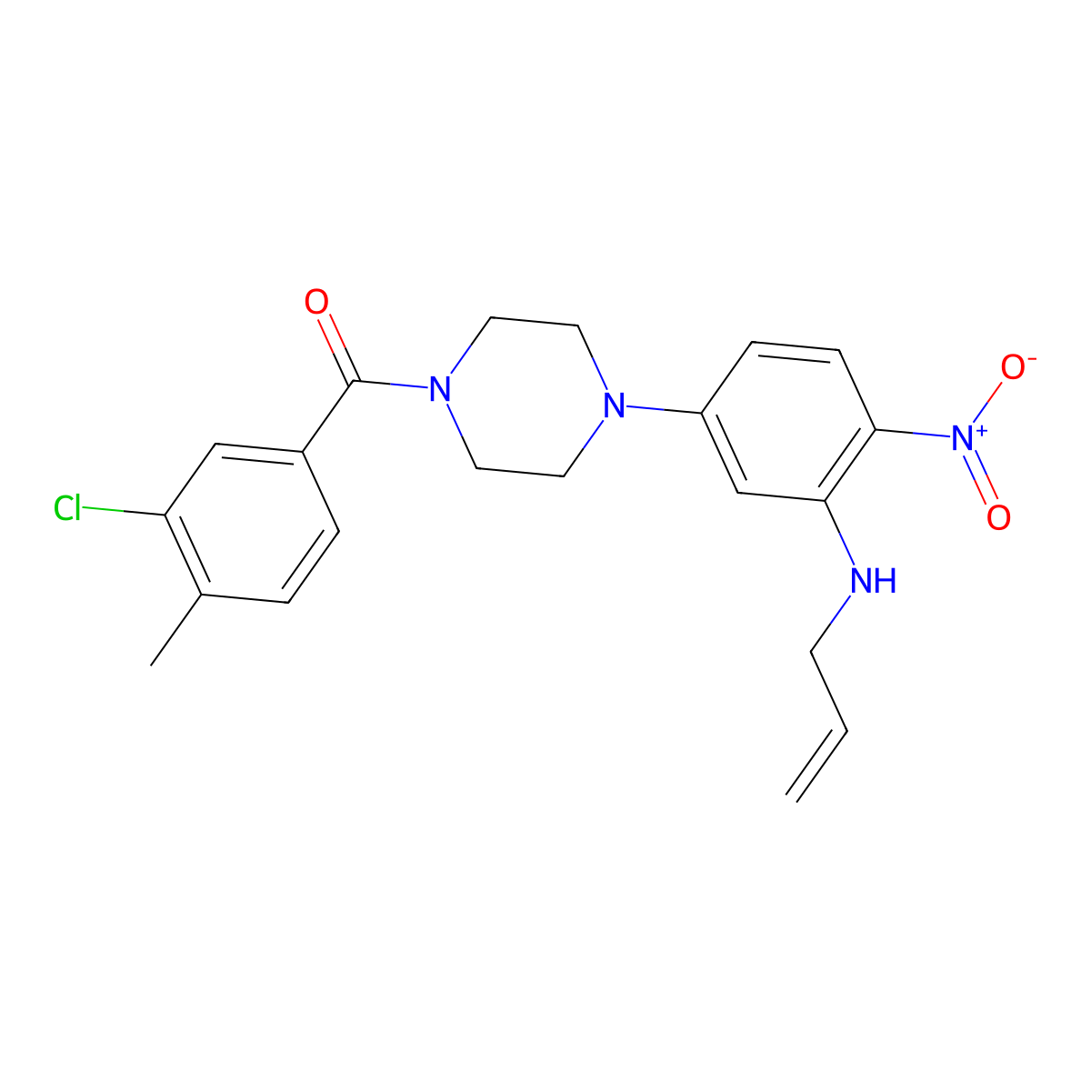 (3-Chloro-4-methylphenyl)-[4-[4-nitro-3-(prop-2-enylamino)phenyl]piperazin-1-yl]methanone molecular structure, CAS 774563-85-8