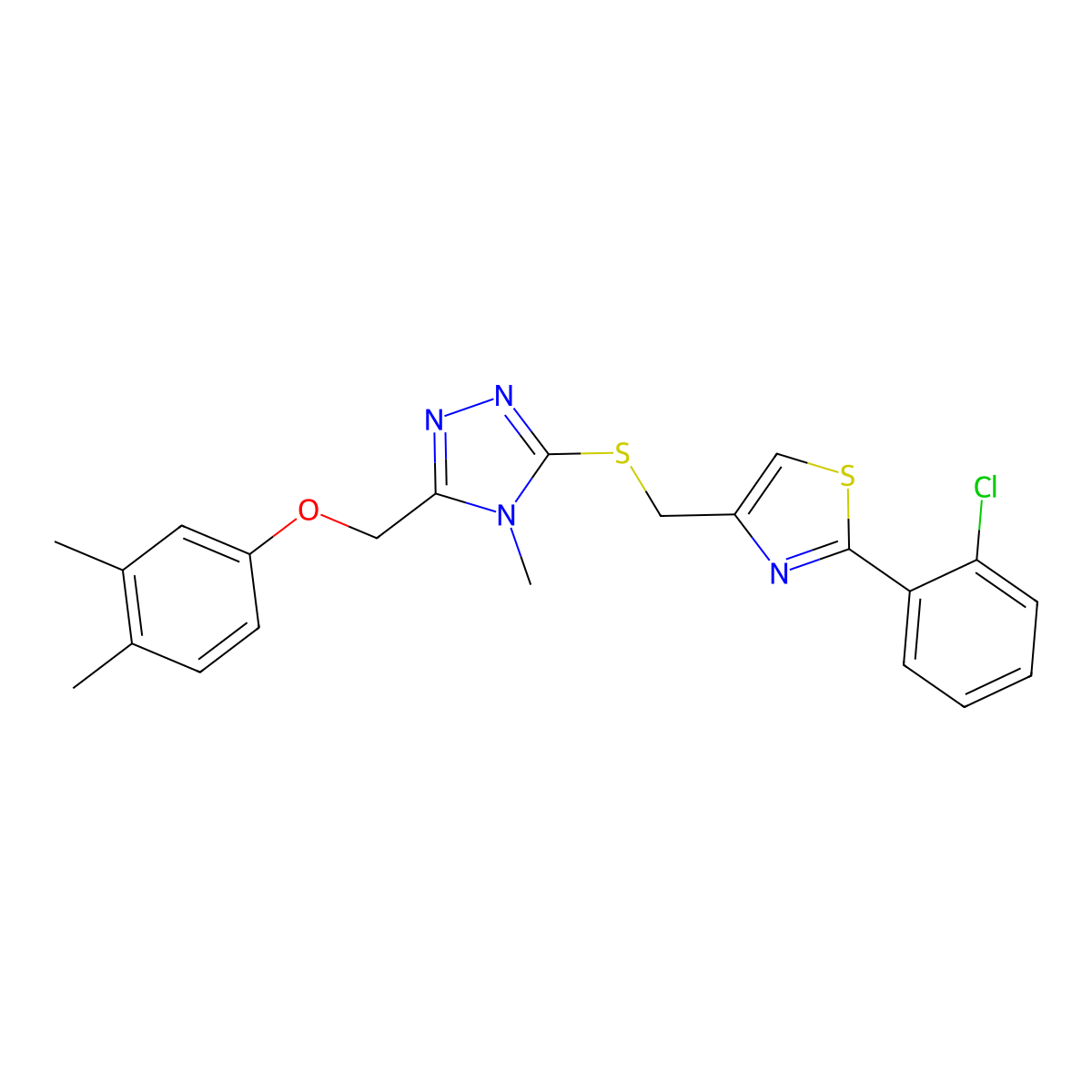 3-({[2-(2-chlorophenyl)-1,3-thiazol-4-yl]methyl}sulfanyl)-5-[(3,4-dimethylphenoxy)methyl]-4-methyl-4H-1,2,4-triazole molecular structure, CAS 774564-30-6