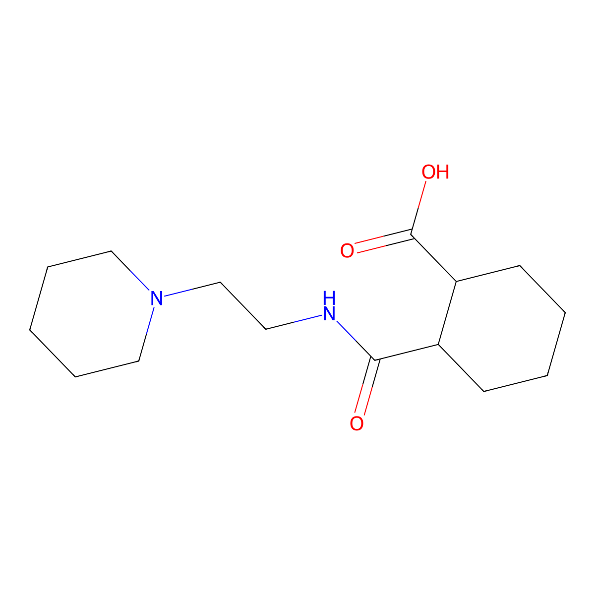 2-[N-(2-piperidylethyl)carbamoyl]cyclohexanecarboxylic acid molecular structure, CAS 774564-32-8
