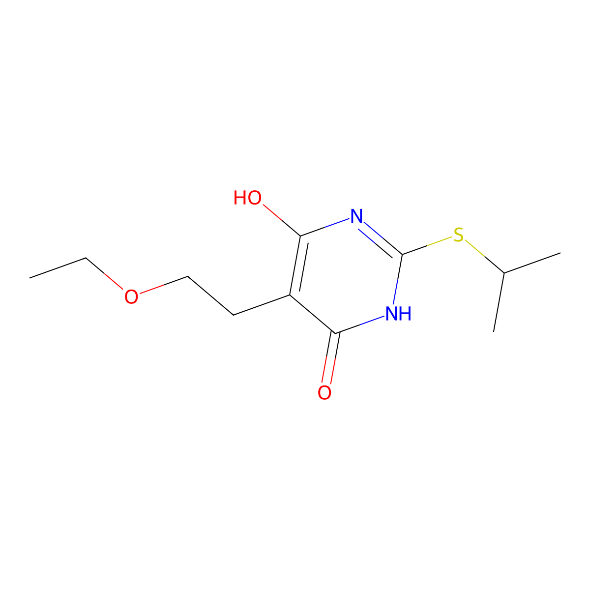 5-(2-ethoxyethyl)-6-hydroxy-2-(isopropylsulfanyl)-4(3H)-pyrimidinone molecular structure, CAS 774564-64-6