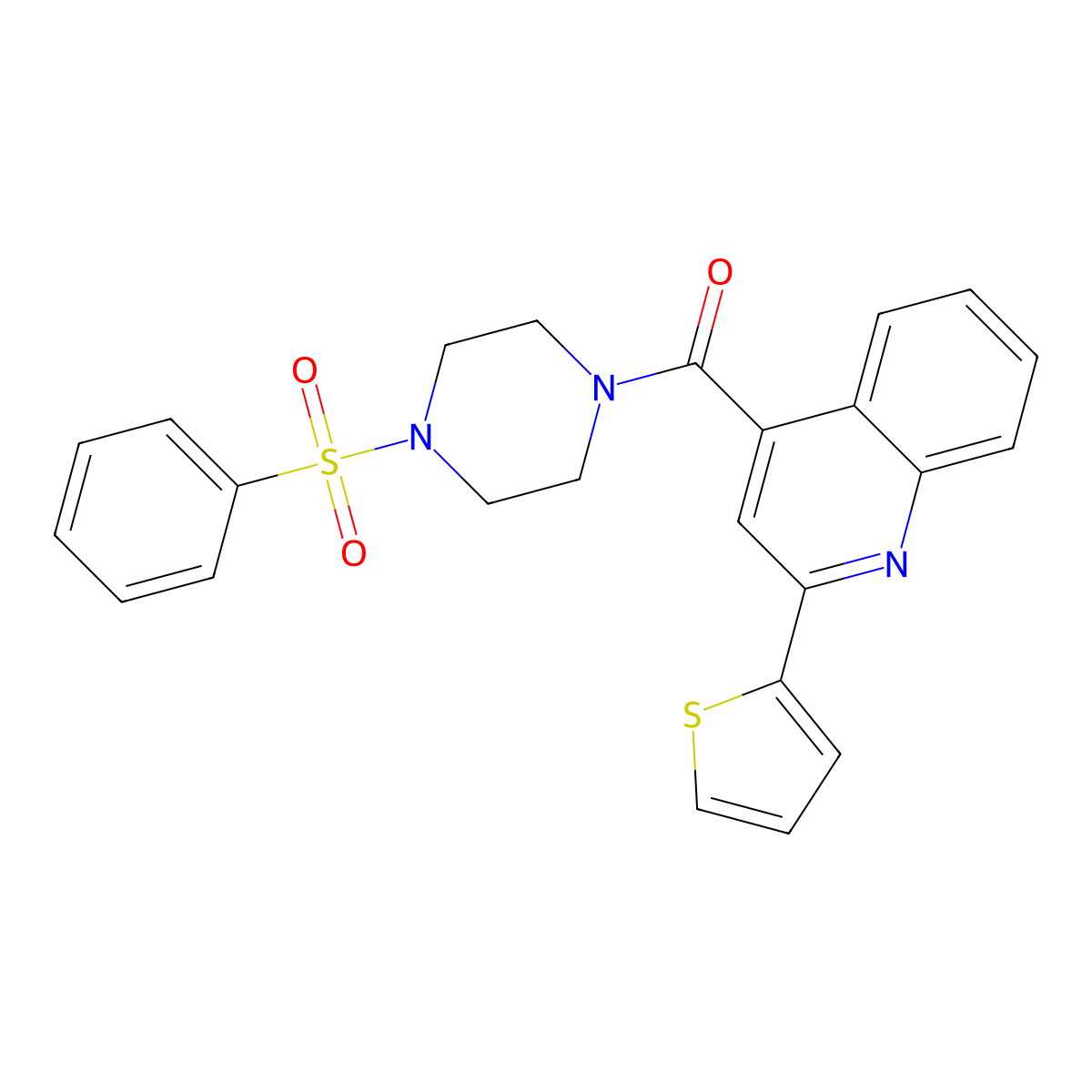 4-{[4-(Phenylsulfonyl)-1-piperazinyl]carbonyl}-2-(2-thienyl)quinoline molecular structure, CAS 774575-05-2