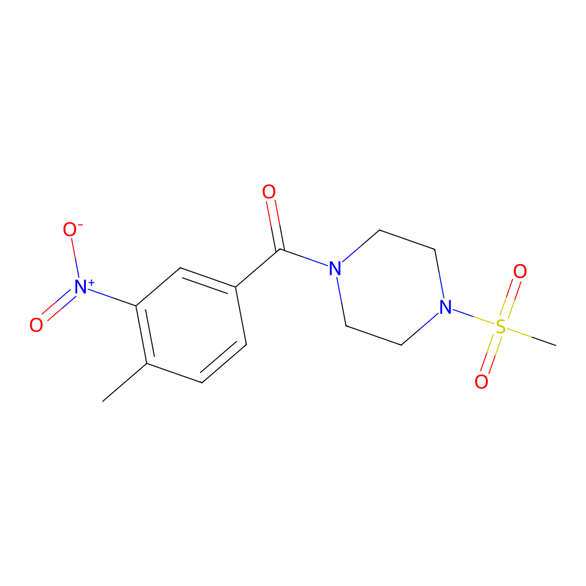 (4-Methyl-3-nitrophenyl)-(4-methylsulfonylpiperazin-1-yl)methanone molecular structure, CAS 774575-06-3