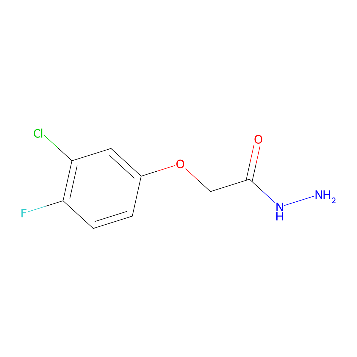 2-(3-Chloro-4-fluorophenoxy)acetohydrazide molecular structure, CAS 774575-30-3
