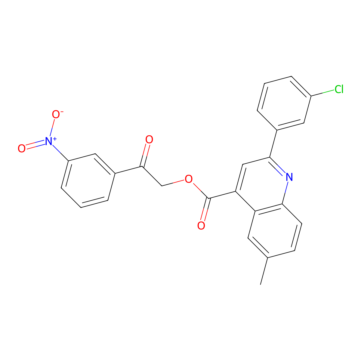 2-(3-Nitrophenyl)-2-oxoethyl 2-(3-chlorophenyl)-6-methylquinoline-4-carboxylate molecular structure, CAS 774575-38-1