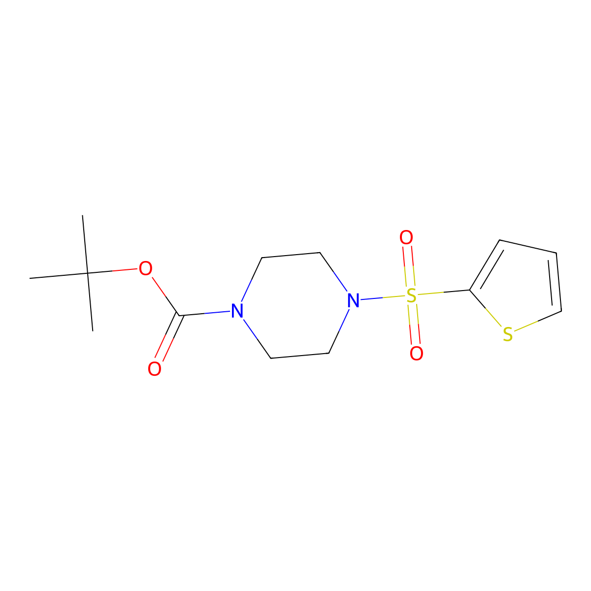 Tert-butyl 4-(thiophen-2-ylsulfonyl)piperazine-1-carboxylate molecular structure, CAS 774575-85-8