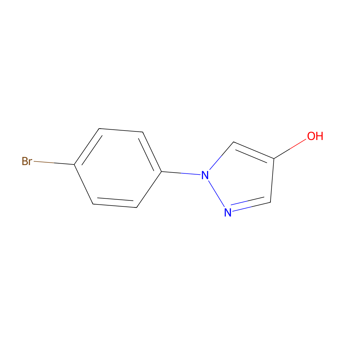1-(4-bromophenyl)-1H-pyrazol-4-ol molecular structure, CAS 77458-27-6