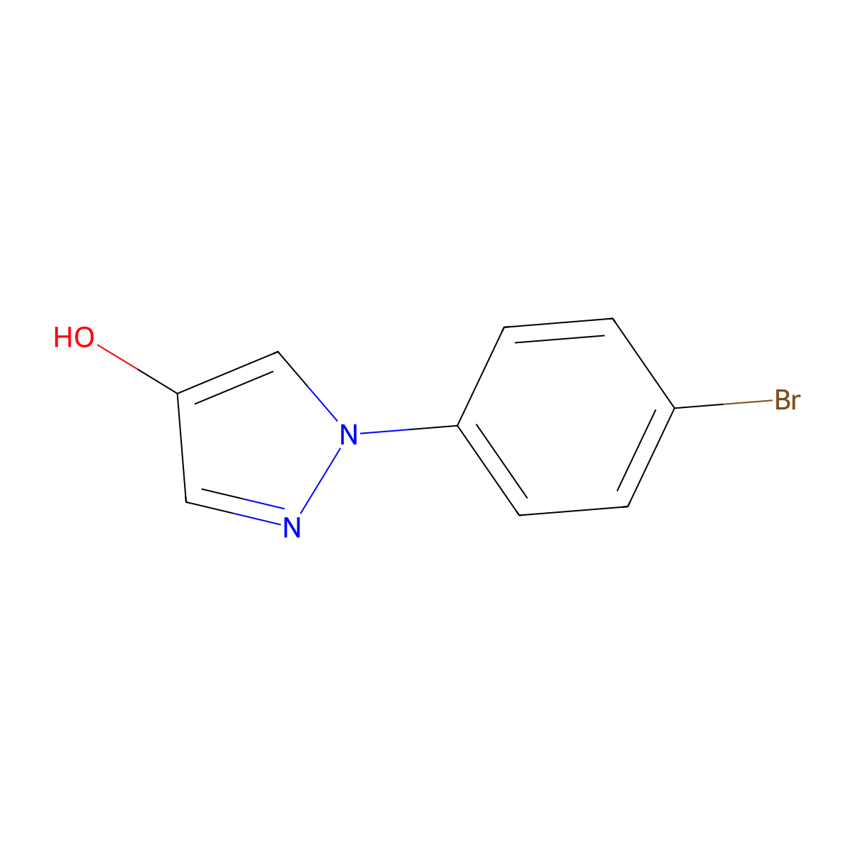 1-(4-bromophenyl)-1H-pyrazol-4-ol molecular structure, CAS 77458-27-6