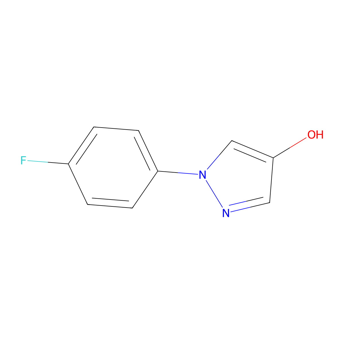 1-(4-fluorophenyl)-1H-pyrazol-4-ol molecular structure, CAS 77458-31-2