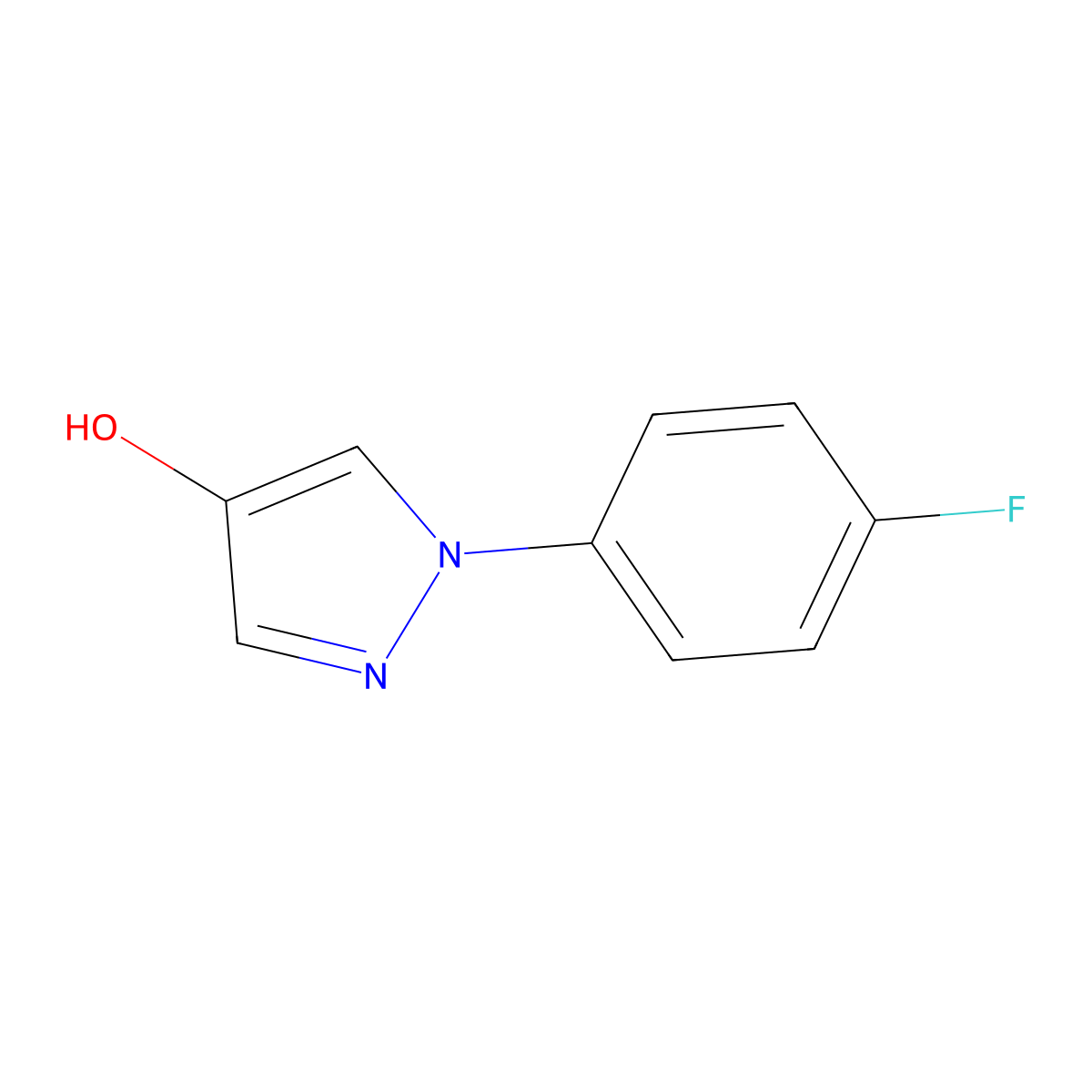 1-(4-fluorophenyl)-1H-pyrazol-4-ol molecular structure, CAS 77458-31-2