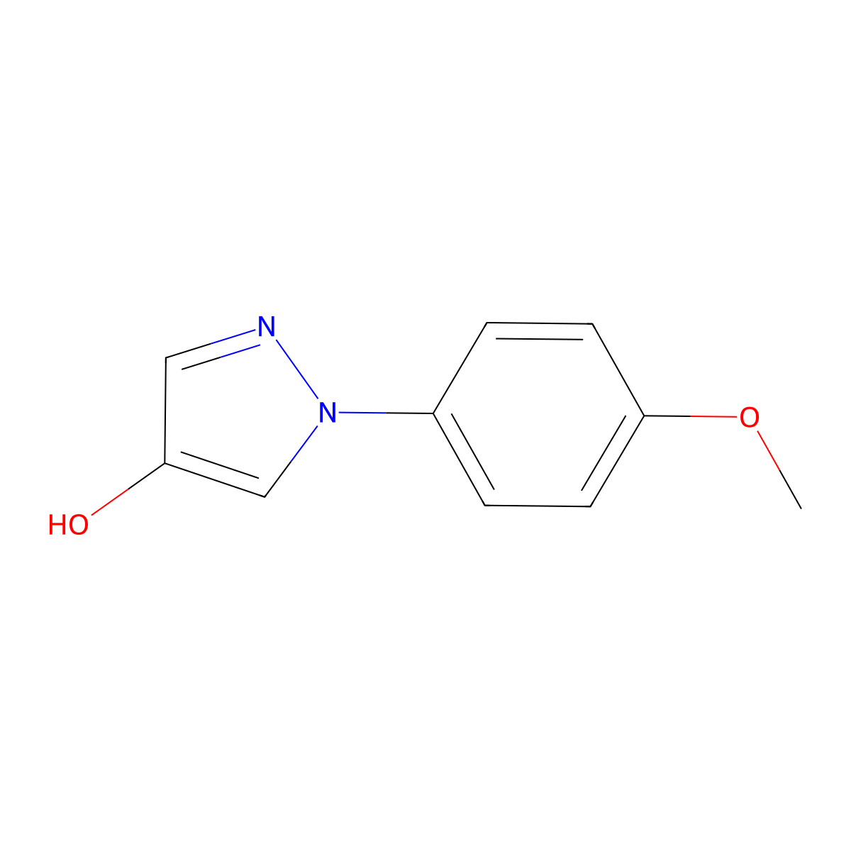 1-(4-methoxyphenyl)-1H-pyrazol-4-ol molecular structure, CAS 77458-36-7