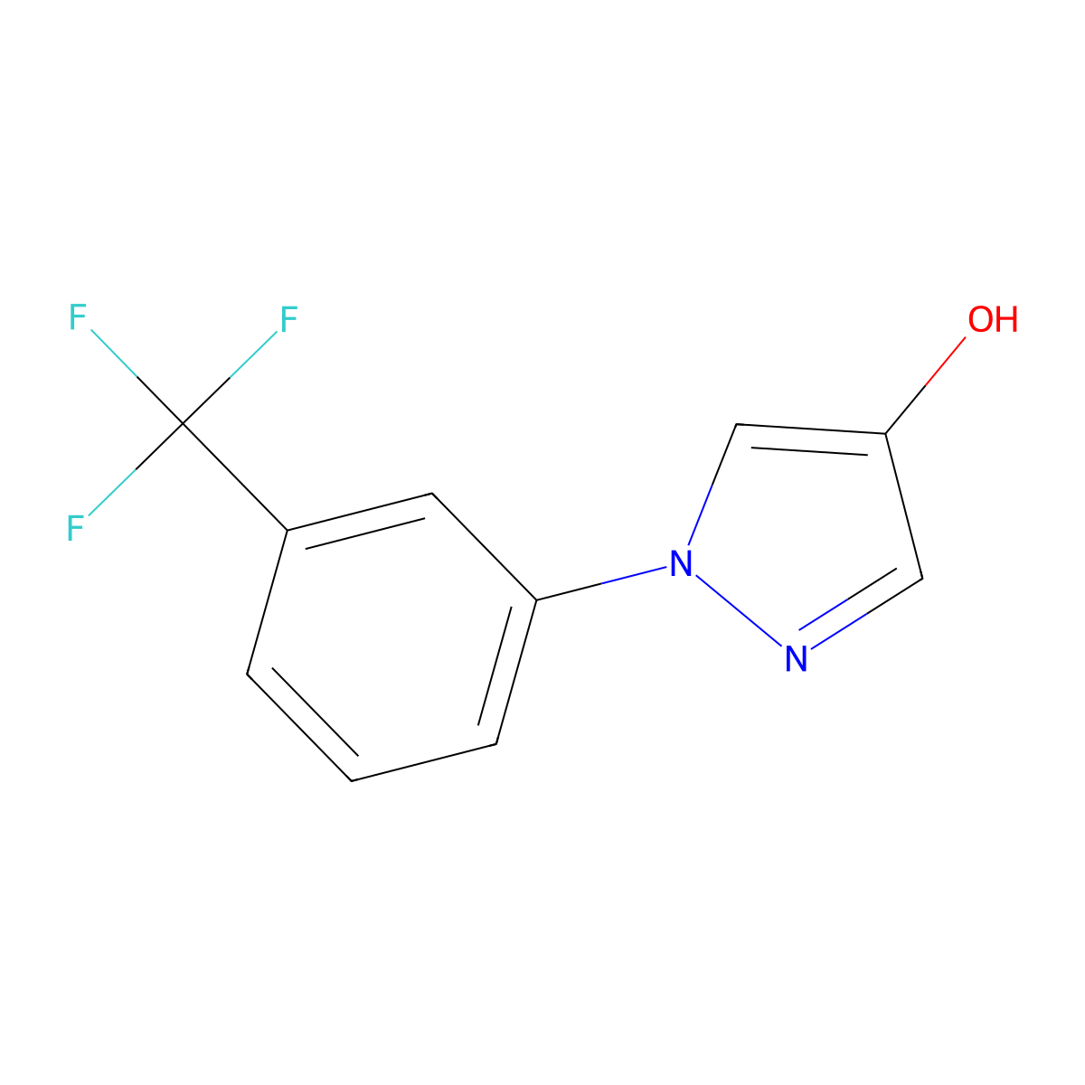 1-[3-(trifluoromethyl)phenyl]-1H-pyrazol-4-ol molecular structure, CAS 77458-38-9