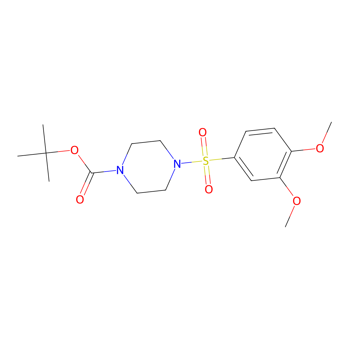 Tert-butyl 4-[(3,4-dimethoxyphenyl)sulfonyl]piperazinecarboxylate molecular structure, CAS 774586-51-5