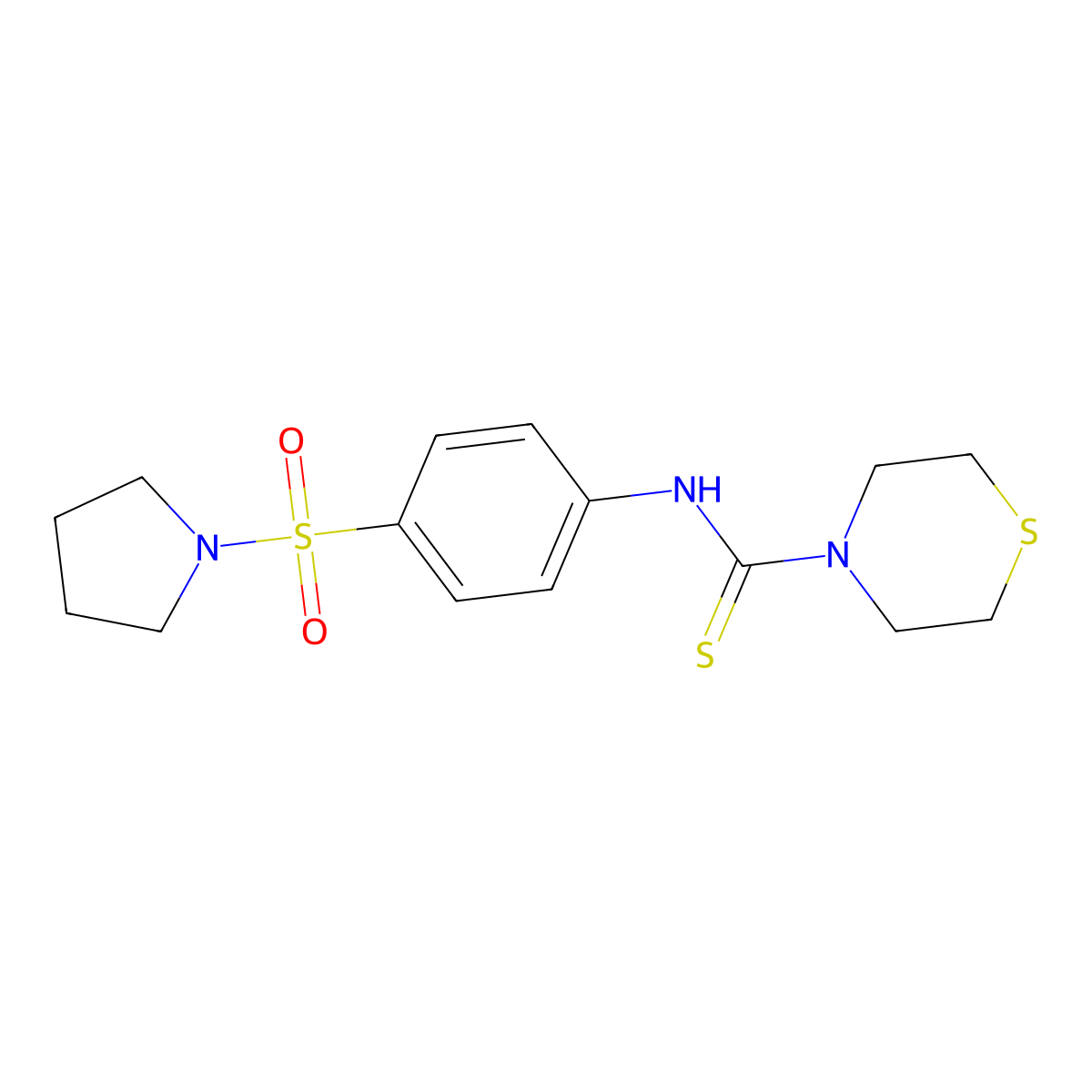 N-[4-(pyrrolidin-1-ylsulfonyl)phenyl]thiomorpholine-4-carbothioamide molecular structure, CAS 774586-98-0