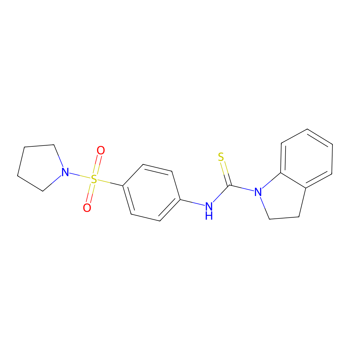 ({4-[(Indolinylthioxomethyl)amino]phenyl}sulfonyl)pyrrolidine molecular structure, CAS 774587-00-7