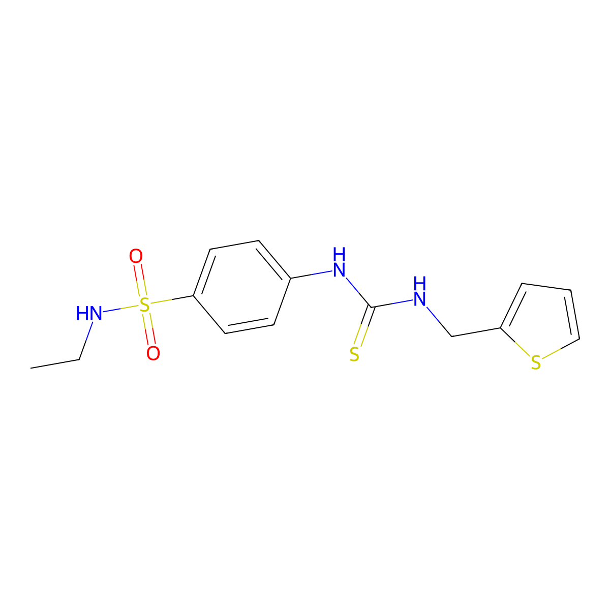 N-ethyl-4-{[(thiophen-2-ylmethyl)carbamothioyl]amino}benzenesulfonamide molecular structure, CAS 774587-10-9