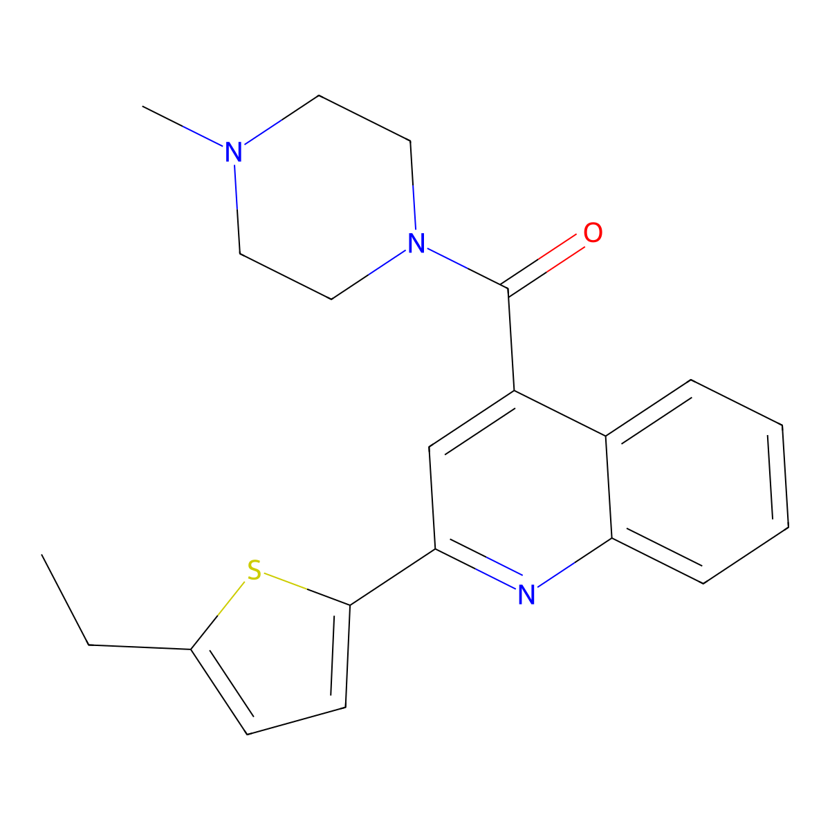 2-(5-Ethyl(2-thienyl))(4-quinolyl) 4-methylpiperazinyl ketone molecular structure, CAS 774587-12-1