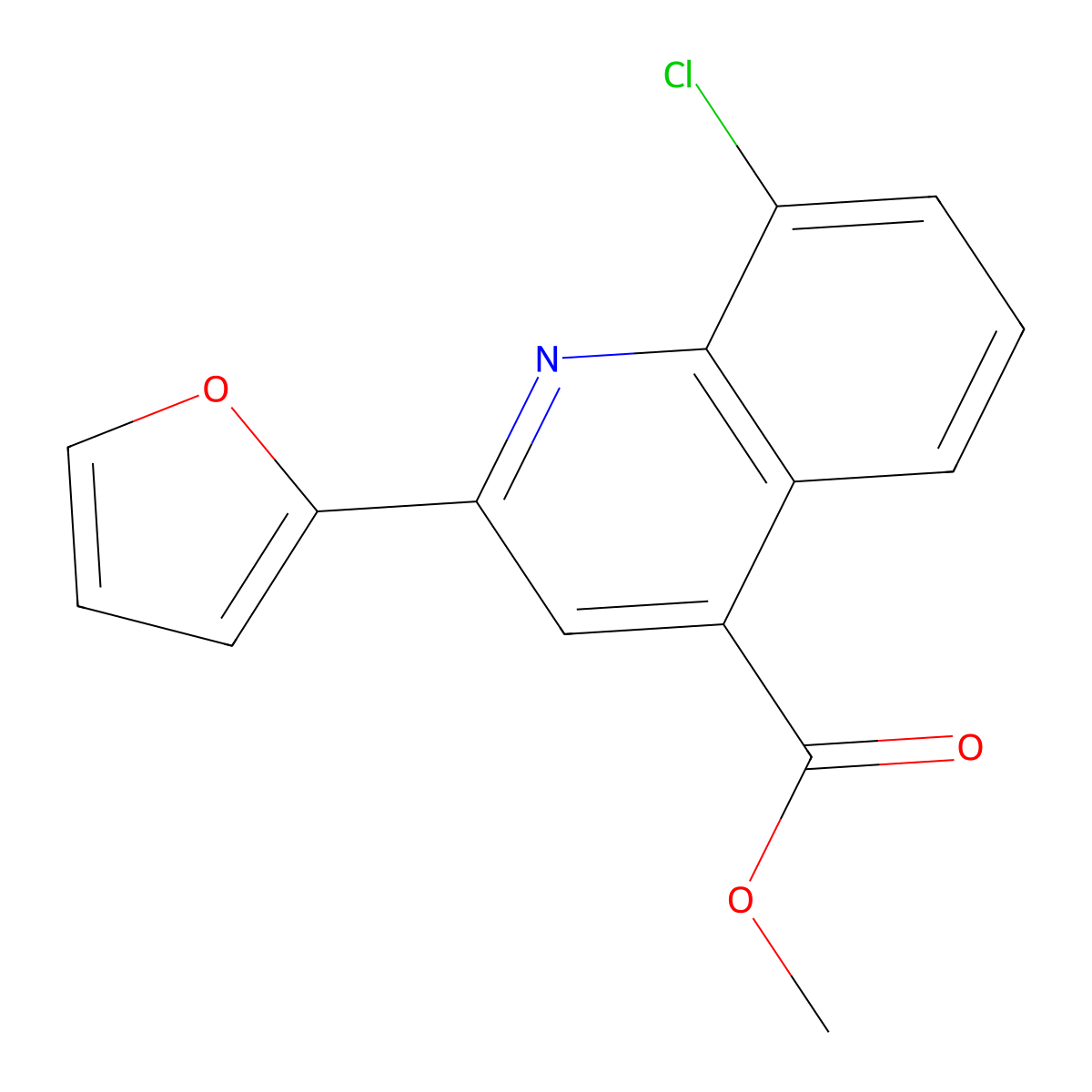 Methyl 8-chloro-2-(furan-2-yl)quinoline-4-carboxylate molecular structure, CAS 774587-18-7