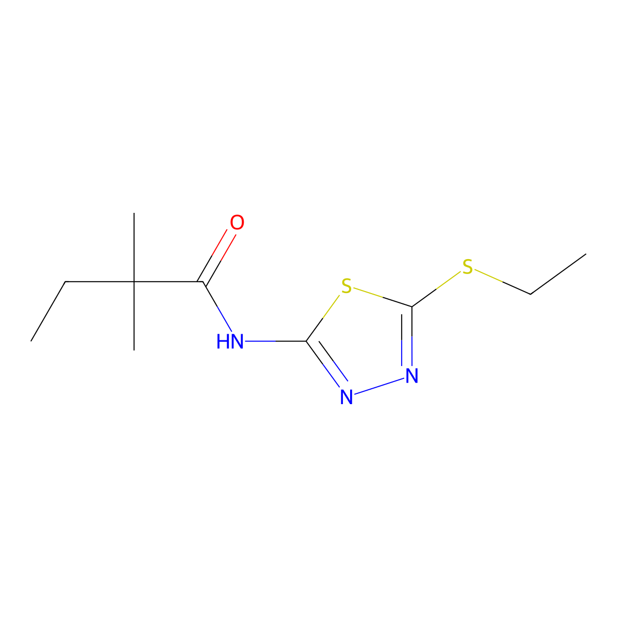 N-[5-(ethylsulfanyl)-1,3,4-thiadiazol-2-yl]-2,2-dimethylbutanamide molecular structure, CAS 774587-49-4