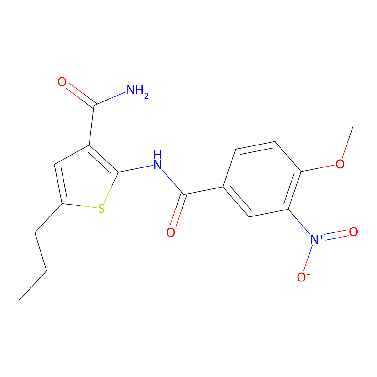 2-[(4-Methoxy-3-nitrobenzoyl)amino]-5-propylthiophene-3-carboxamide molecular structure, CAS 774587-50-7