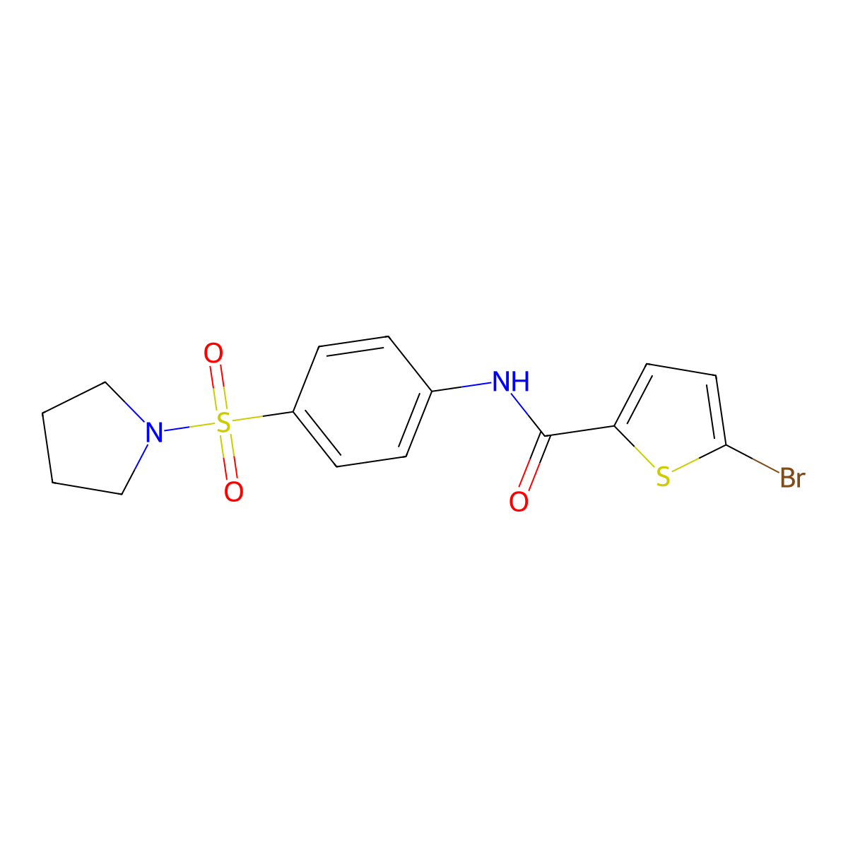 5-bromo-N-(4-pyrrolidin-1-ylsulfonylphenyl)thiophene-2-carboxamide molecular structure, CAS 774587-89-2