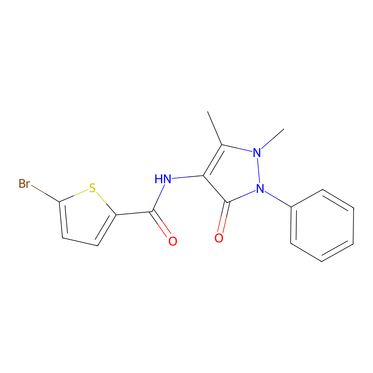 5-bromo-N-(1,5-dimethyl-3-oxo-2-phenylpyrazol-4-yl)thiophene-2-carboxamide molecular structure, CAS 774587-90-5