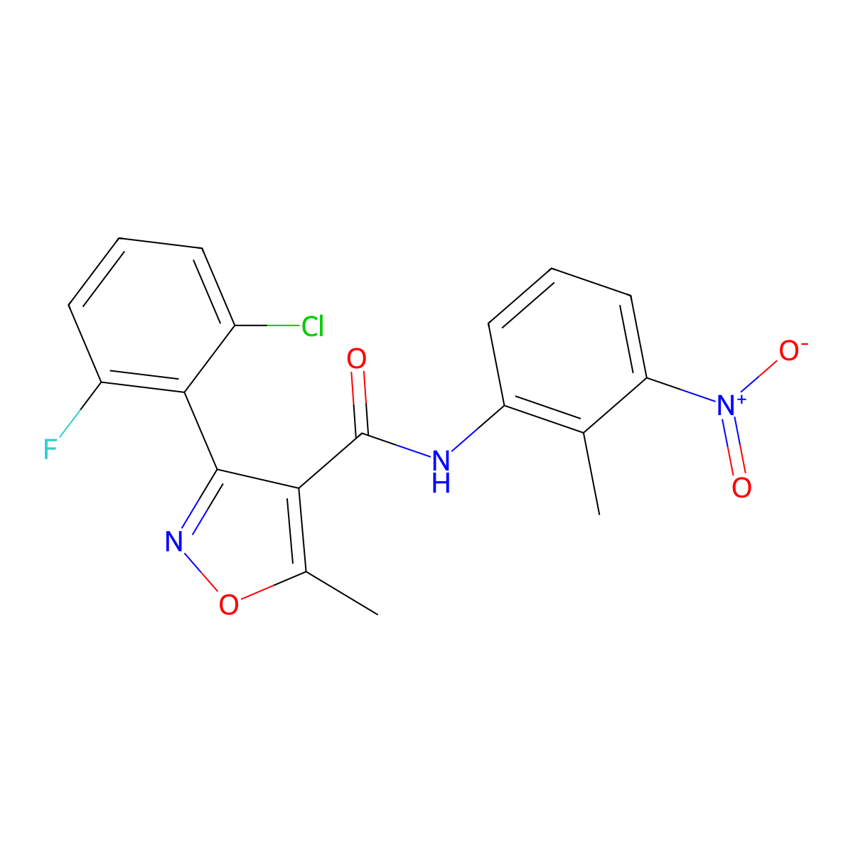 3-(2-chloro-6-fluorophenyl)-5-methyl-N-(2-methyl-3-nitrophenyl)-1,2-oxazole-4-carboxamide molecular structure, CAS 774588-03-3