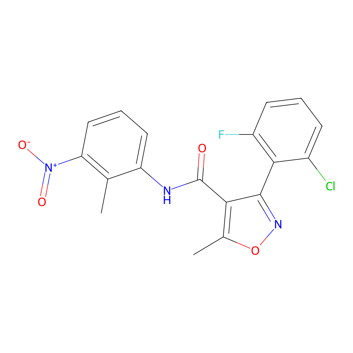 3-(2-chloro-6-fluorophenyl)-5-methyl-N-(2-methyl-3-nitrophenyl)-1,2-oxazole-4-carboxamide molecular structure, CAS 774588-03-3
