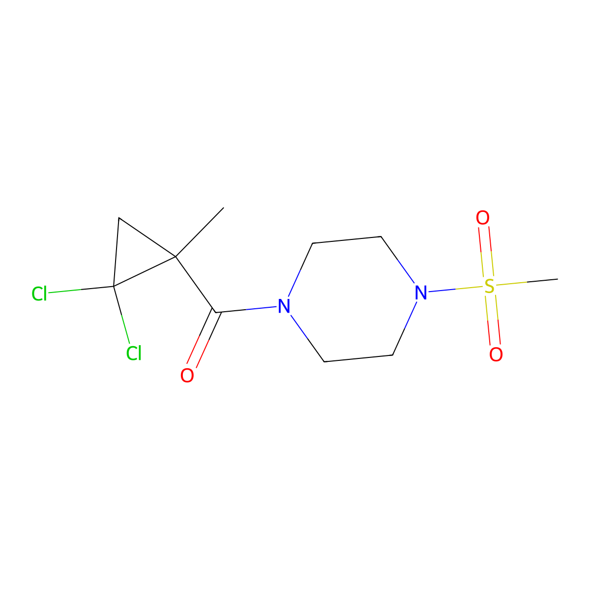 (2,2-Dichloro-1-methylcyclopropyl)[4-(methylsulfonyl)piperazin-1-yl]methanone molecular structure, CAS 774588-27-1