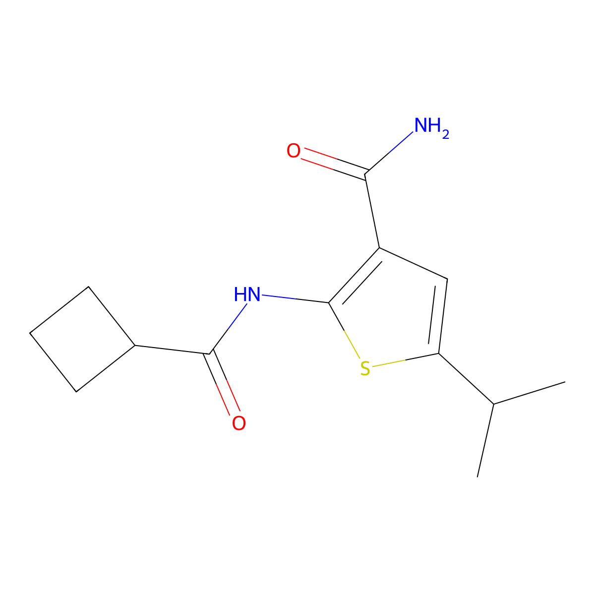 2-[(Cyclobutylcarbonyl)amino]-5-isopropyl-3-thiophenecarboxamide molecular structure, CAS 774588-86-2