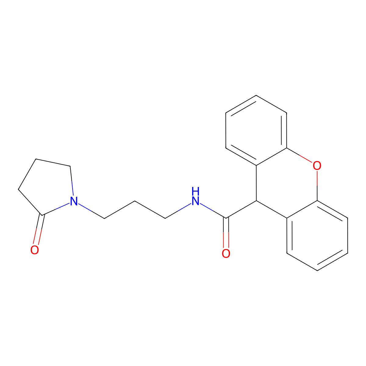 N-[3-(2-oxopyrrolidin-1-yl)propyl]-9H-xanthene-9-carboxamide molecular structure, CAS 774589-00-3