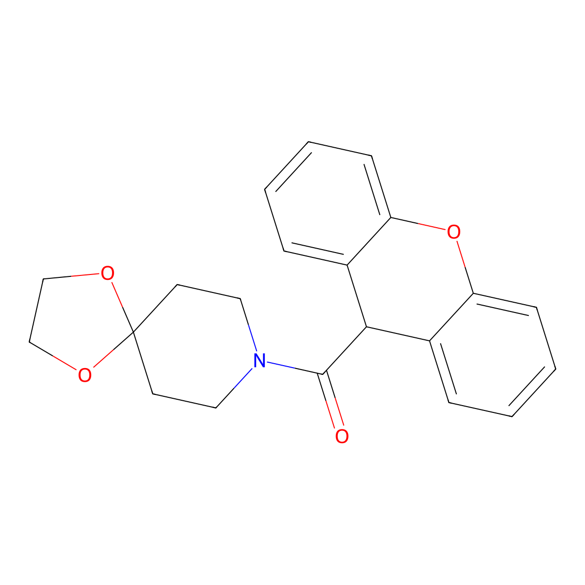 8-(9H-xanthen-9-ylcarbonyl)-1,4-dioxa-8-azaspiro[4.5]decane molecular structure, CAS 774589-01-4
