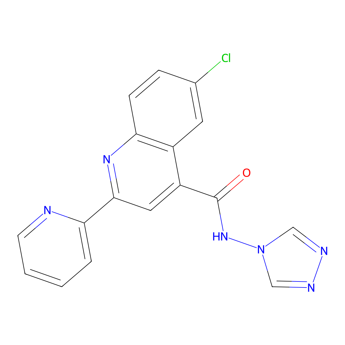 6-chloro-2-pyridin-2-yl-N-(1,2,4-triazol-4-yl)quinoline-4-carboxamide molecular structure, CAS 774589-12-7