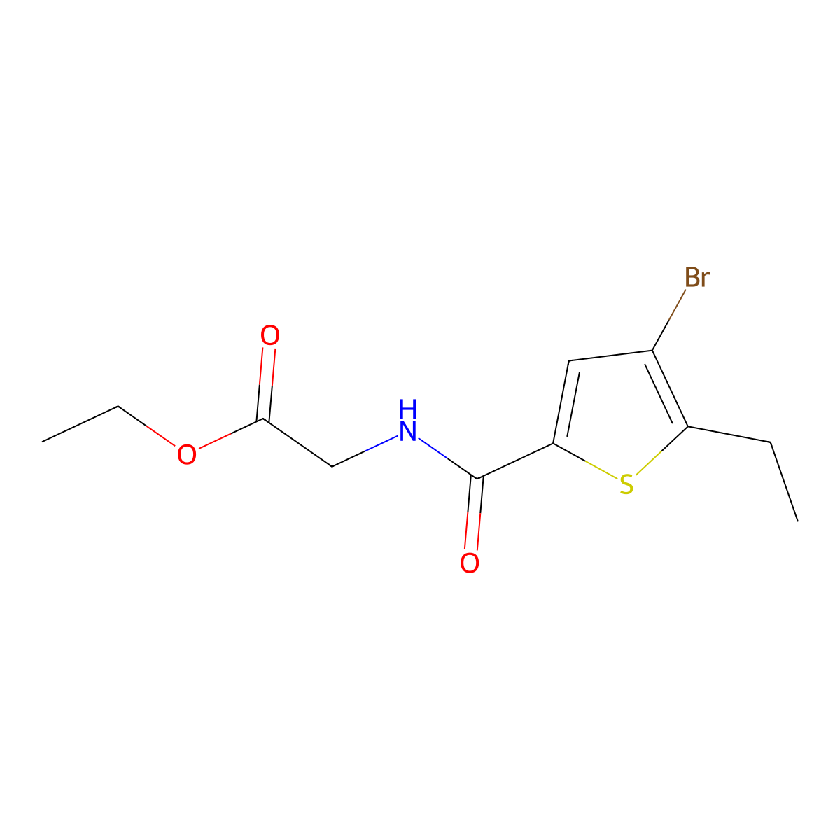 Ethyl 2-[(4-bromo-5-ethyl-2-thienyl)carbonylamino]acetate molecular structure, CAS 774589-17-2