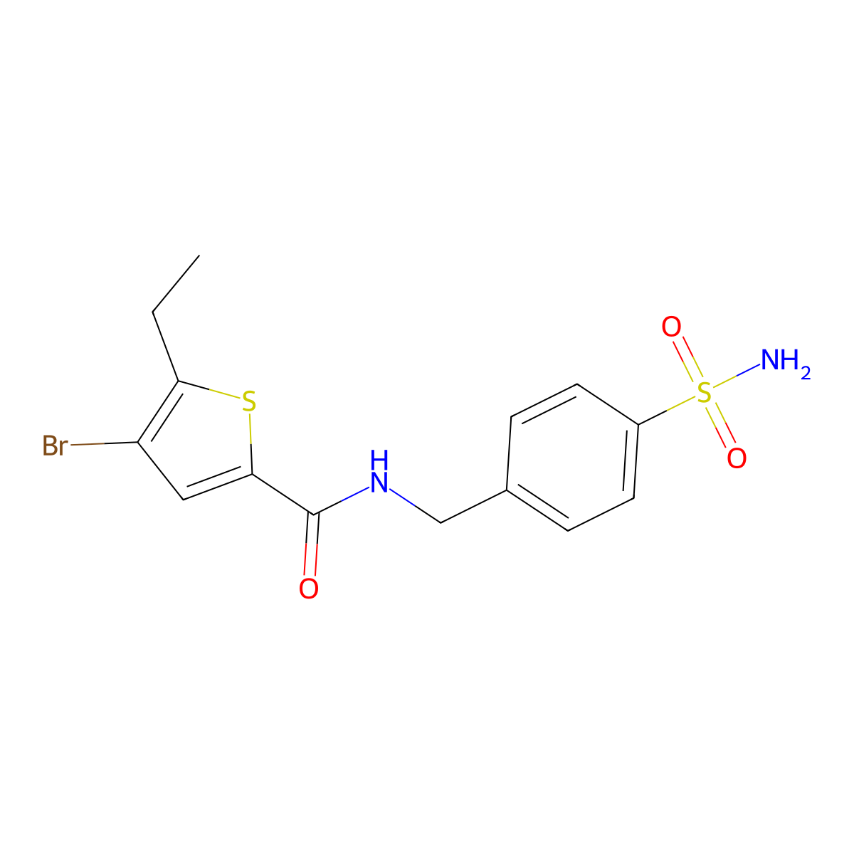 4-bromo-5-ethyl-N-[(4-sulfamoylphenyl)methyl]thiophene-2-carboxamide molecular structure, CAS 774589-46-7