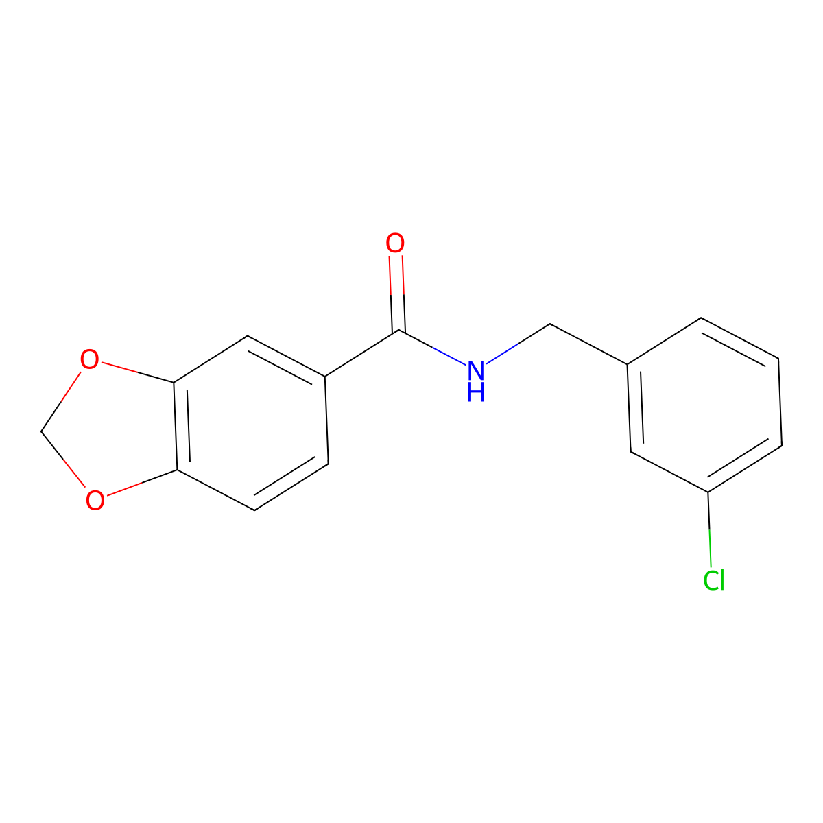 N-[(3-chlorophenyl)methyl]-1,3-benzodioxole-5-carboxamide molecular structure, CAS 774589-51-4