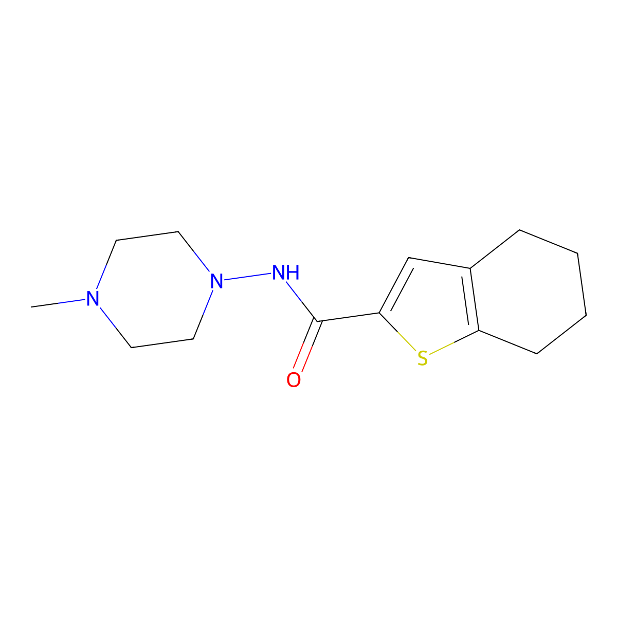 N-(4-methylpiperazin-1-yl)-4,5,6,7-tetrahydro-1-benzothiophene-2-carboxamide molecular structure, CAS 774590-08-8