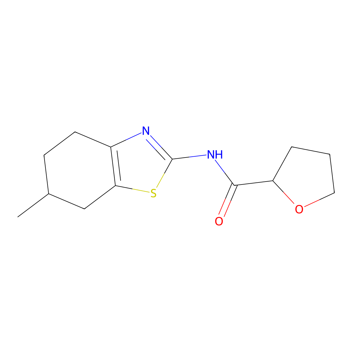 N-(6-methyl-4,5,6,7-tetrahydro-1,3-benzothiazol-2-yl)oxolane-2-carboxamide molecular structure, CAS 774590-42-0