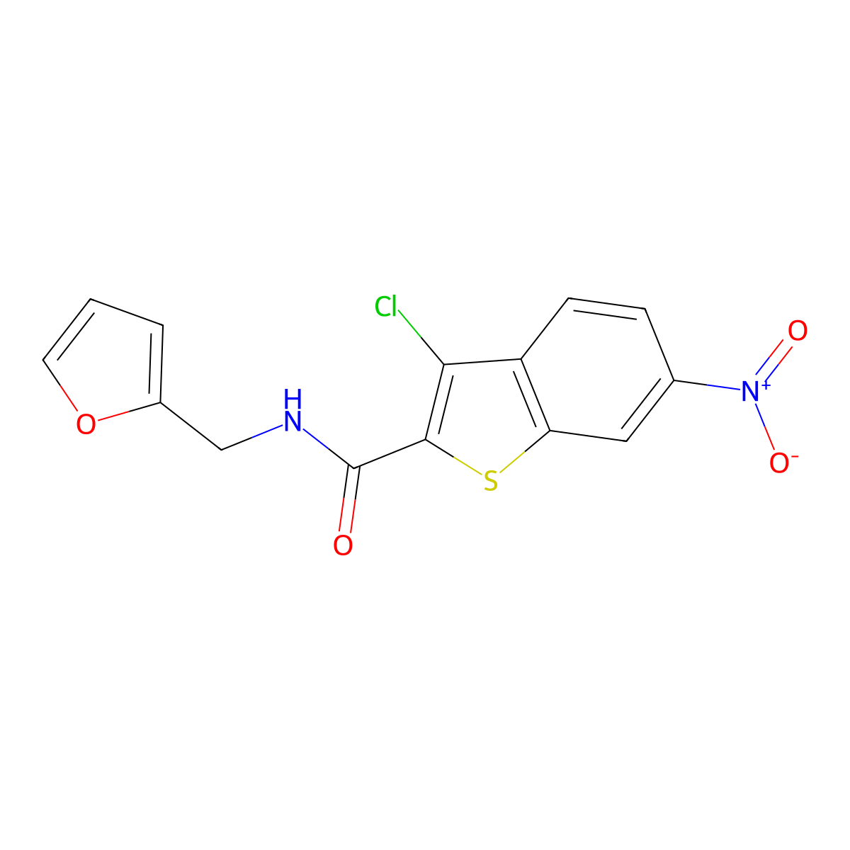 3-chloro-N-(furan-2-ylmethyl)-6-nitro-1-benzothiophene-2-carboxamide molecular structure, CAS 774590-64-6