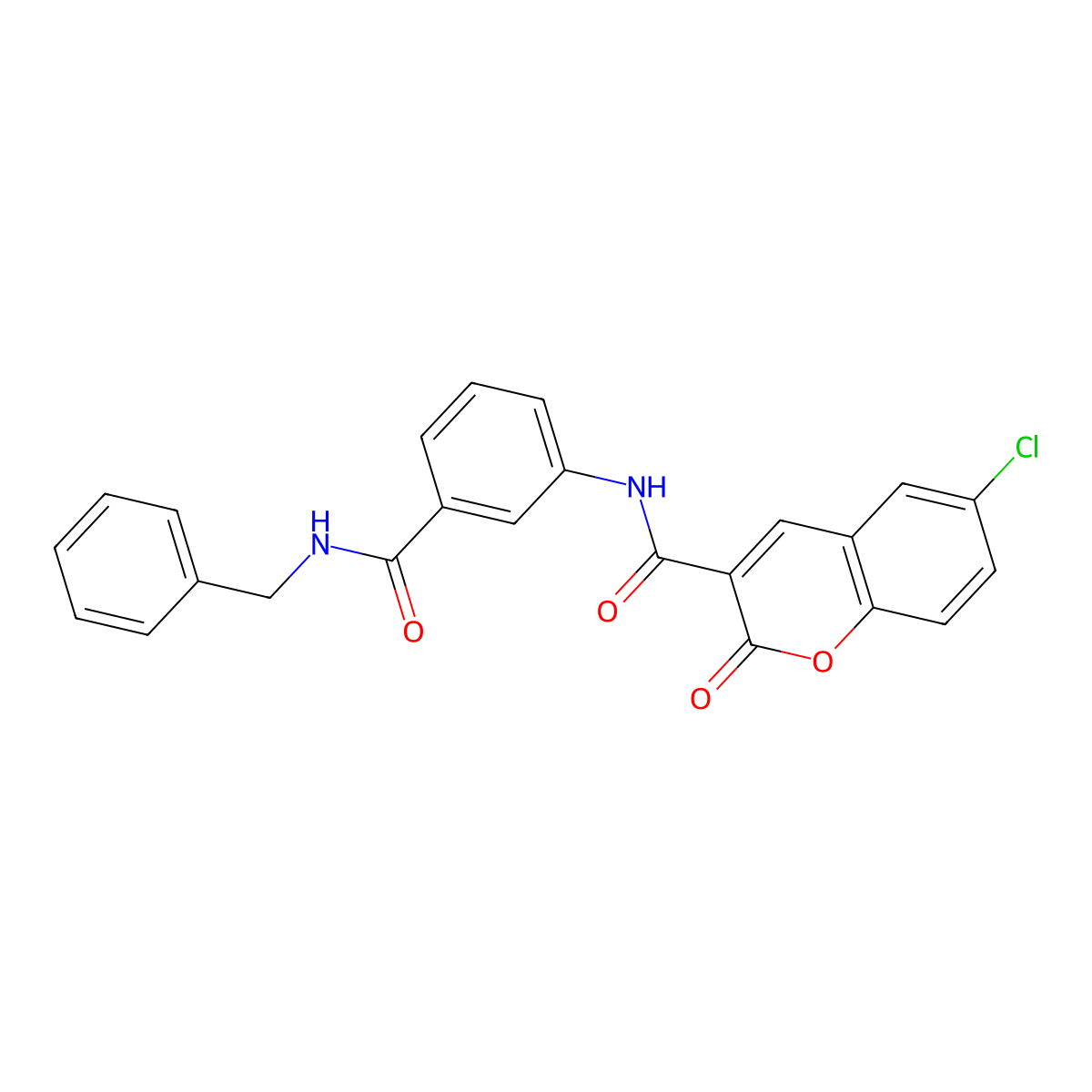 N-[3-(benzylcarbamoyl)phenyl]-6-chloro-2-oxochromene-3-carboxamide molecular structure, CAS 774590-80-6