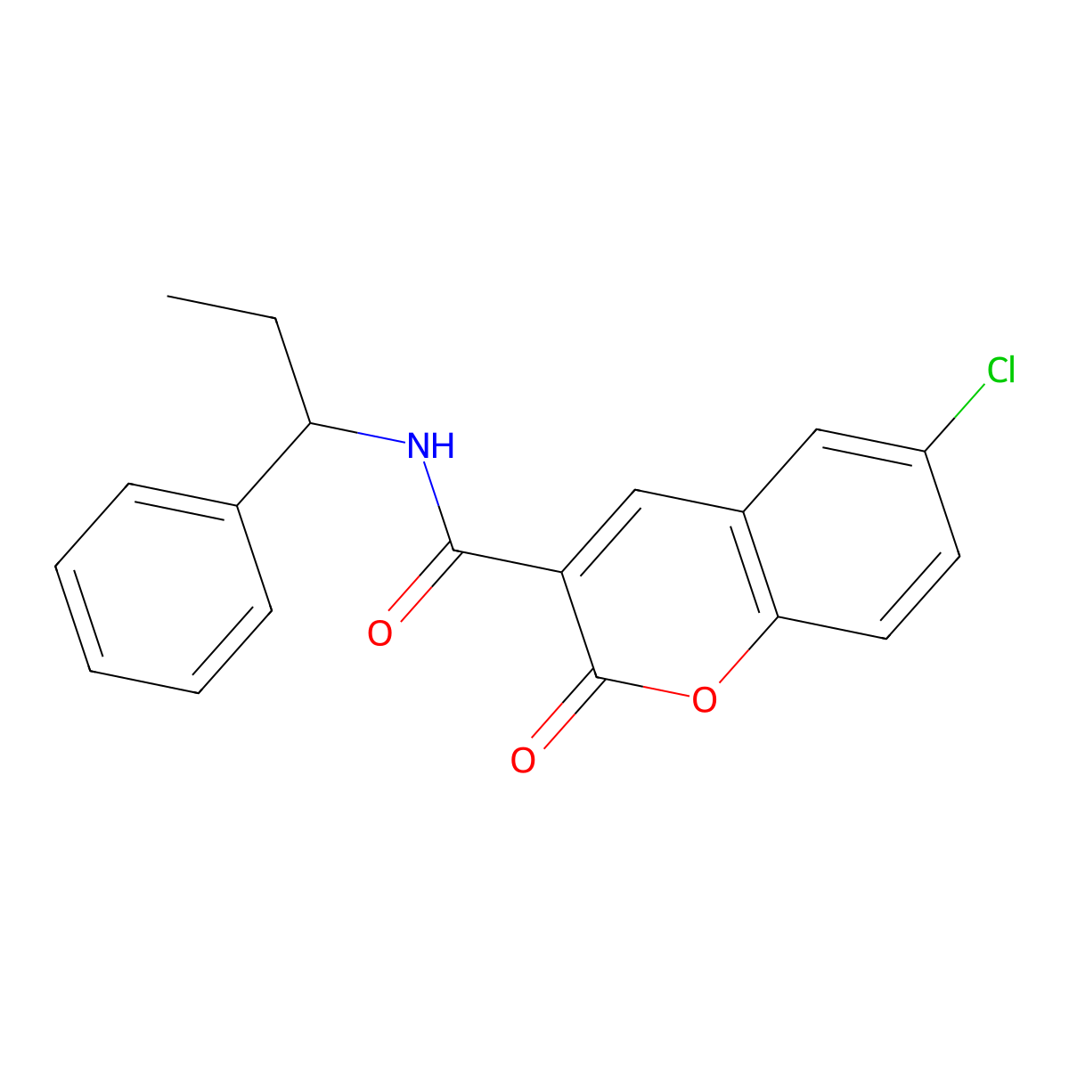 6-chloro-2-oxo-N-(1-phenylpropyl)chromene-3-carboxamide molecular structure, CAS 774590-83-9